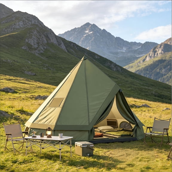 Teepee Camping Tent with Stove Jack, Outdoor Waterproof Luxury 4 Season Tents