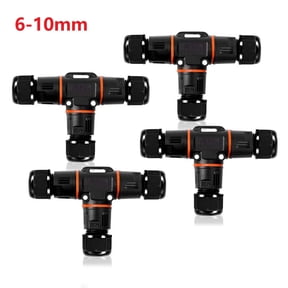 Teerees 6-10mm 4Pcs Cable Connectors Ip68 3 Pin Cable Connector T-Shape Junction Box