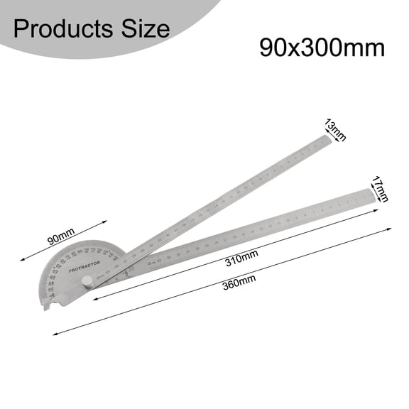 Teerees 90X300 0-180 Degrees ProtrACtor Angle Finder Ruler Adjustable ProtrACtor Clear And ACcurate Readings Durability And Wear Resistance