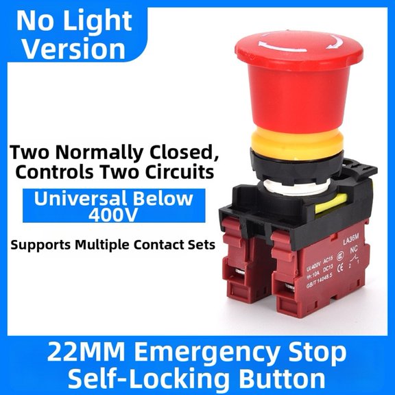 Teerees E La36M 22mm Red Push Button E Stop Switch 400V 1No 1Nc for Panel Mounting
