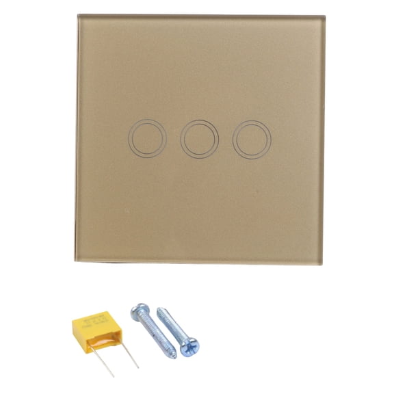 Teerees Gold Sophisticated touch Control Light Switch in A 3 Gang Configuration Perfectly Suited to Handle Various Lamp Types Safely