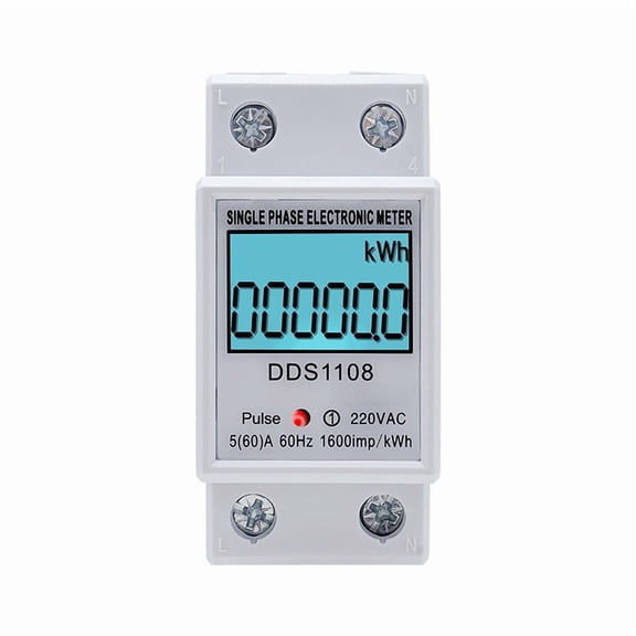 Teerees Lcd Digital Display Single Phase Energy Meter with Backlight Dds1108 Ac 220V 50A 60A 50/60Hz Ac Digital Watt-Hour Meter