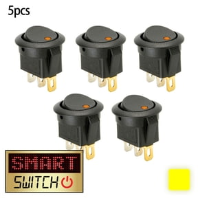 Teerees Led Light Round Rocker toggle Switch, Dc 12V Round on-off Power Switch, 5 Pieces,Yellow