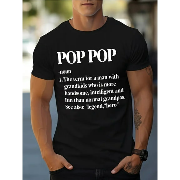 Tees For Men, Funny 'Pop Pop' Grandpa Nickname Print T Shirt, Casual Short Sleeve Tshirt For Summer Spring Fall, Tops As Gifts
