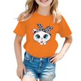 thumbnail image 1 of Tees Shirts Baby Cute Graphic Round Neck Short Sleeve Tee Summer Casual T Shirt Baby Girls' Tops Orange 9 Years-10 Years, 1 of 5
