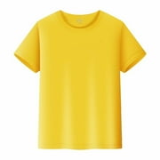 BINBANGQI Tees for Baby Boys Kids T Shirts Short Sleeve Plain Top Tees Boy & Girl Unisex Toddler Children Crew Neck T Shirt,Yellow