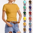 thumbnail image 1 of Tees for Women Ladies Slim Fit Basic Short Sleeve T Shirt Casual Tee Top for Daily Wear Sky Blue XXL, 1 of 7