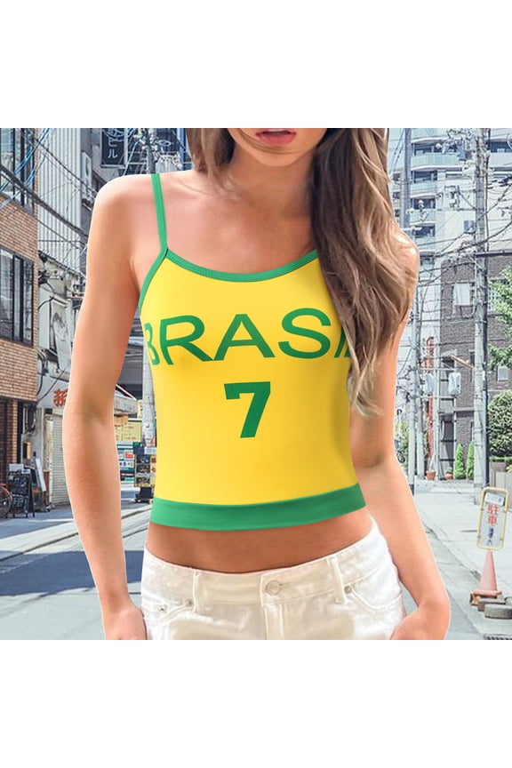 Tees for Women Tops Brazil Crop Top T Shirts Graphic Tees for Women 90s Streetwear Shirts Band Top Women L