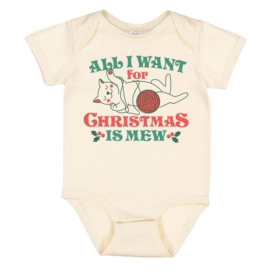TeesAndTankYou All I Want For Christmas Is Mew Baby Onesie Infant One Piece Bodysuit 12 Months Natural