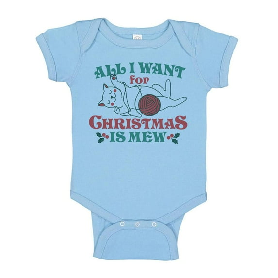 TeesAndTankYou All I Want For Christmas Is Mew Baby Onesie Infant One Piece Bodysuit 6 Months Light Blue