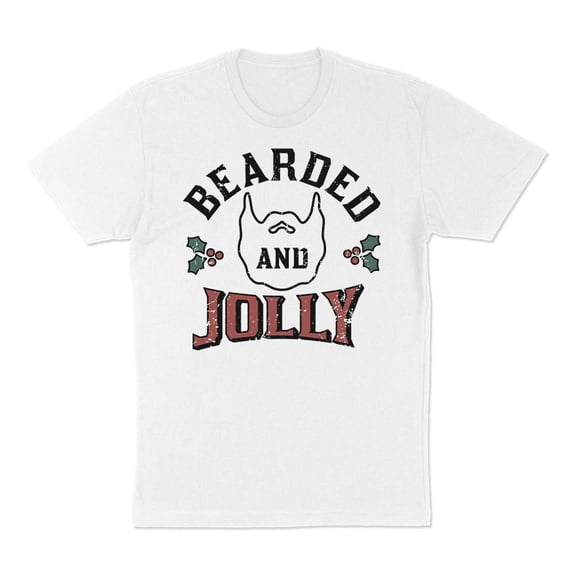 TeesAndTankYou Bearded And Jolly Christmas Shirt Unisex Small White