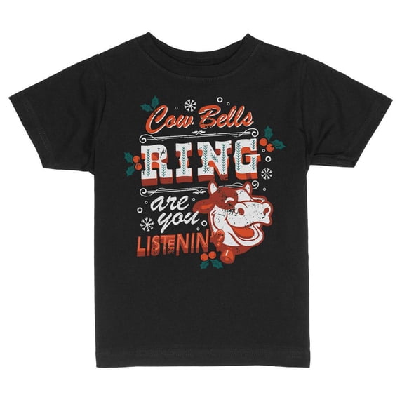 TeesAndTankYou Cow Bell's Ring, Are You Listenin'? Christmas Toddler Kids T-Shirt 5T Black