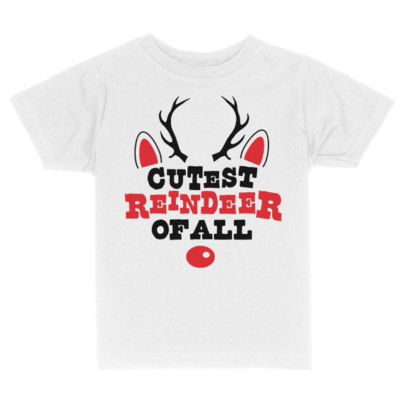 TeesAndTankYou Cutest Reindeer Of All Christmas Toddler Kids T-Shirt 2T White