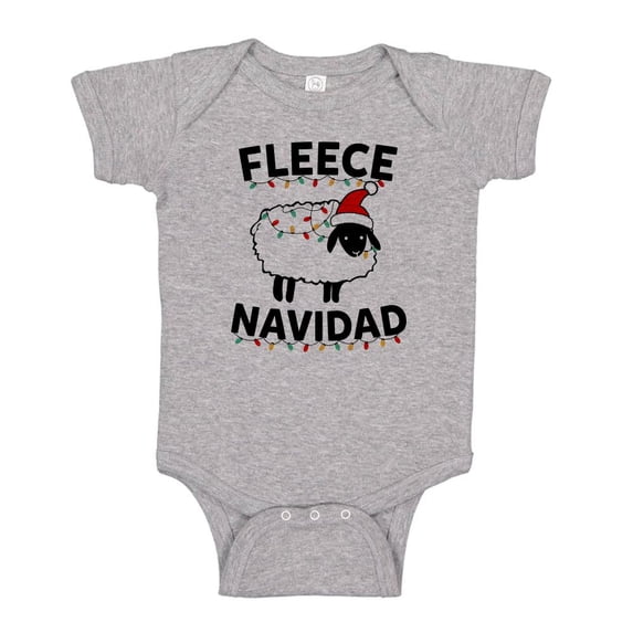 TeesAndTankYou Fleece Navidad Sheep Funny Christmas Baby Onesie Infant One Piece Bodysuit 24 Months Heather Grey