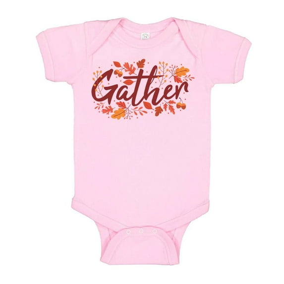 TeesAndTankYou Gather Thanksgiving Baby Onesie Infant One Piece Bodysuit 24 Months Light Pink