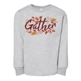 thumbnail image 1 of TeesAndTankYou Gather Thanksgiving Toddler Kids Long Sleeve T-Shirt 2T Heather Grey, 1 of 4