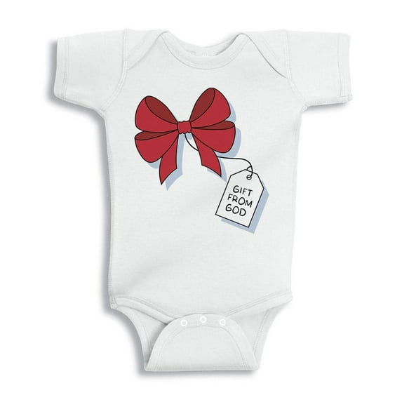 TeesAndTankYou Gift From God Christmas Baby Onesie Infant One Piece Bodysuit Newborn White