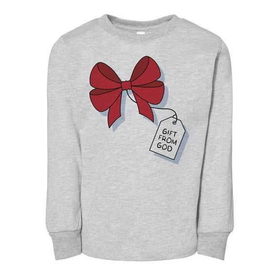 TeesAndTankYou Gift From God Christmas Toddler Kids Long Sleeve T-Shirt 3T Heather Grey