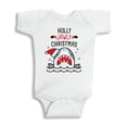 thumbnail image 1 of TeesAndTankYou Holly Jawly Christmas Shark Baby Onesie Infant One Piece Bodysuit 12 Months White, 1 of 4
