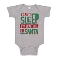 thumbnail image 1 of TeesAndTankYou I Can't Sleep, I'm Waiting For Santa Christmas Baby Onesie Infant One Piece Bodysuit Newborn Heather Grey, 1 of 4