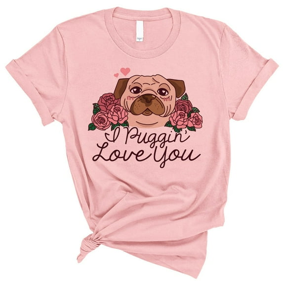 TeesAndTankYou I Puggin' Love You Pug Valentines Day Shirt Unisex 2X-Large Pink