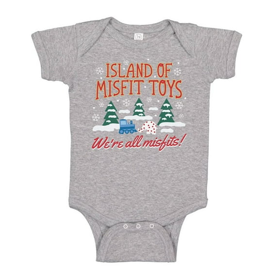 TeesAndTankYou Islands Of Misfit Christmas Baby Onesie Infant One Piece Bodysuit 12 Months Heather Grey