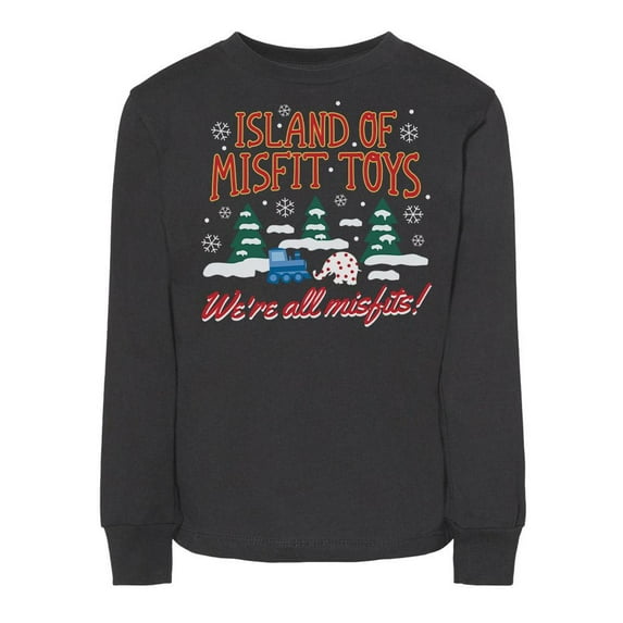 TeesAndTankYou Islands Of Misfit Christmas Toddler Kids Long Sleeve T-Shirt 5T Black