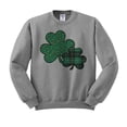 thumbnail image 1 of TeesAndTankYou Leopard and Plaid Shamrocks St. Patrick's Day Sweatshirt Unisex Small Grey, 1 of 4