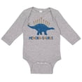 thumbnail image 1 of TeesAndTankYou Menora-saurus Hanukkah Long Sleeve Baby Onesie Infant One Piece Bodysuit 18 Months Heather Grey, 1 of 4