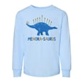 thumbnail image 1 of TeesAndTankYou Menora-saurus Hanukkah Toddler Kids Long Sleeve T-Shirt 4T Light Blue, 1 of 4