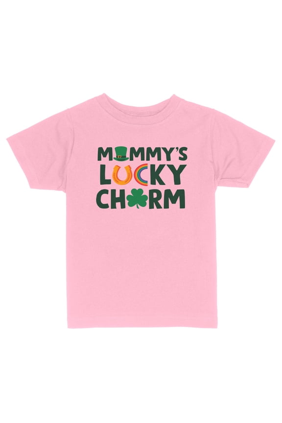 TeesAndTankYou Mommy's Lucky Charm St. Patrick's Day Toddler Kids T-Shirt 2T Light Pink