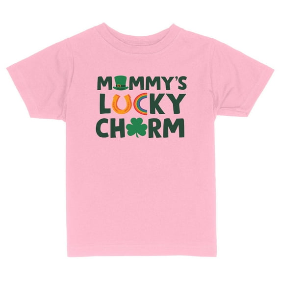 TeesAndTankYou Mommy's Lucky Charm St. Patrick's Day Toddler Kids T-Shirt 2T Light Pink
