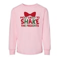 thumbnail image 1 of TeesAndTankYou Most Liklely To Shake The Presents Funny Christmas Toddler Kids Long Sleeve T-Shirt 3T Light Pink, 1 of 4
