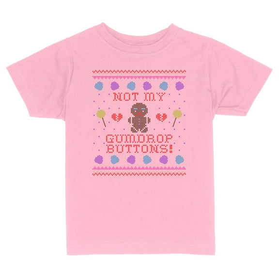 TeesAndTankYou Not My Gumdrop Buttons Gingerbread Man Christmas Toddler Kids T-Shirt 2T Light Pink