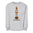 thumbnail image 1 of TeesAndTankYou Peace Love And Halloween Toddler Kids Long Sleeve T-Shirt 4T Heather Grey, 1 of 4