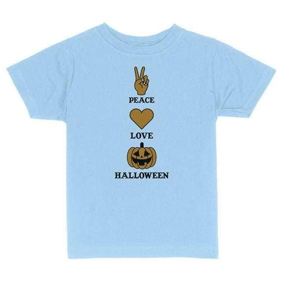 TeesAndTankYou Peace Love And Halloween Toddler Kids T-Shirt 2T Light Blue