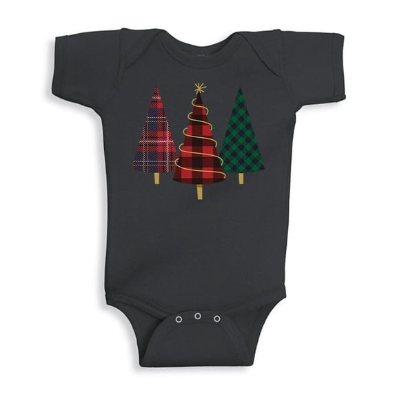 TeesAndTankYou Plaid Print Christmas Trees Baby Onesie Infant One Piece Bodysuit 24 Months Black