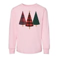 thumbnail image 1 of TeesAndTankYou Plaid Print Christmas Trees Toddler Kids Long Sleeve T-Shirt 4T Light Pink, 1 of 4