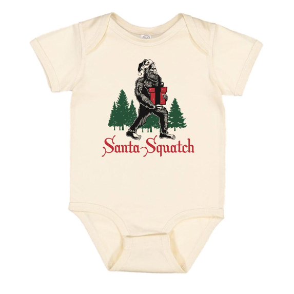 TeesAndTankYou Santa-squatch Christmas Baby Onesie Infant One Piece Bodysuit 6 Months Natural