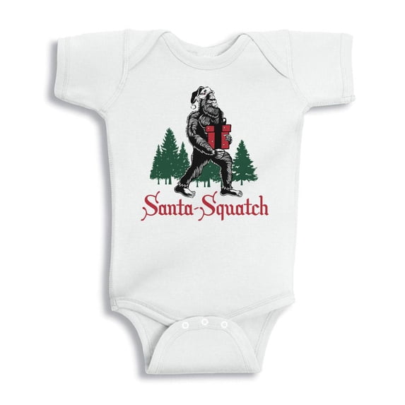 TeesAndTankYou Santa-squatch Christmas Baby Onesie Infant One Piece Bodysuit Newborn White