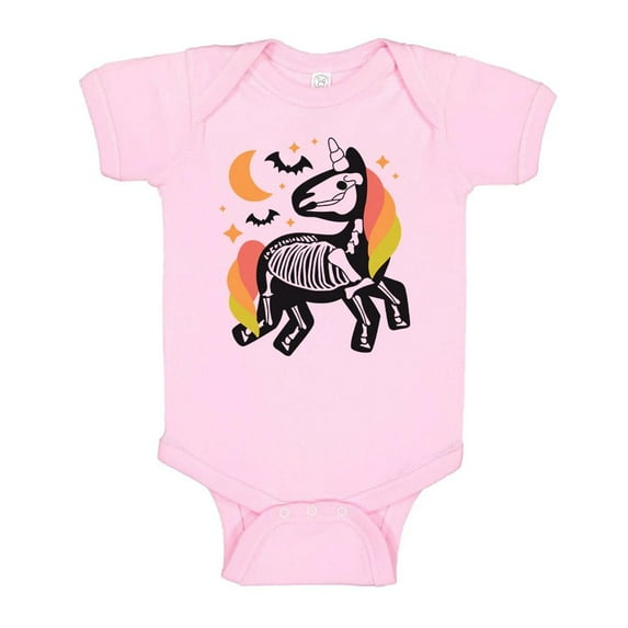 TeesAndTankYou Skeleton Unicorn Baby Onesie Infant One Piece Bodysuit 12 Months Light Pink