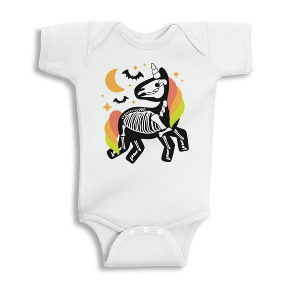TeesAndTankYou Skeleton Unicorn Baby Onesie Infant One Piece Bodysuit Newborn White