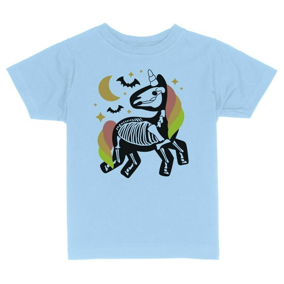 TeesAndTankYou Skeleton Unicorn Toddler Kids T-Shirt 4T Light Blue