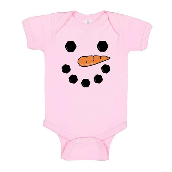 TeesAndTankYou Snowman Face Baby Onesie Infant One Piece Bodysuit 24 Months Light Pink