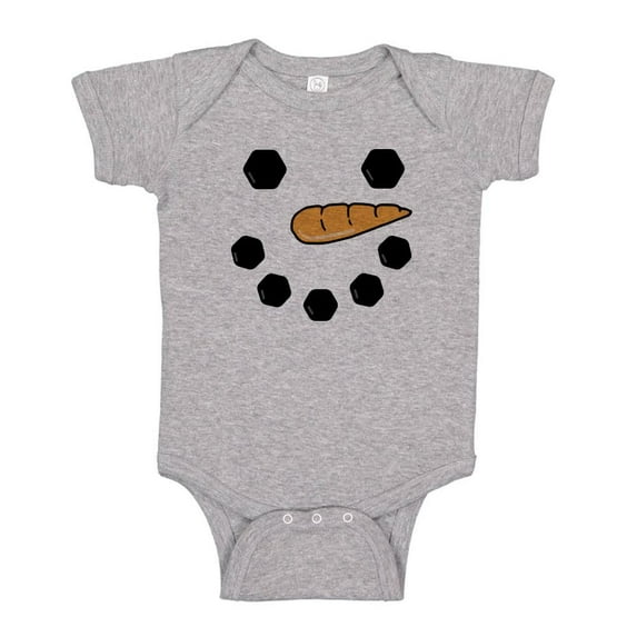 TeesAndTankYou Snowman Face Baby Onesie Infant One Piece Bodysuit Newborn Heather Grey