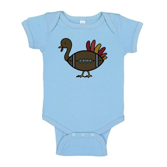 TeesAndTankYou Turkey Football Thanksgiving Baby Onesie Infant One Piece Bodysuit 12 Months Light Blue