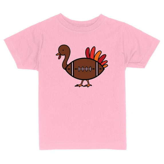 TeesAndTankYou Turkey Football Thanksgiving Toddler Kids T-Shirt 2T Light Pink