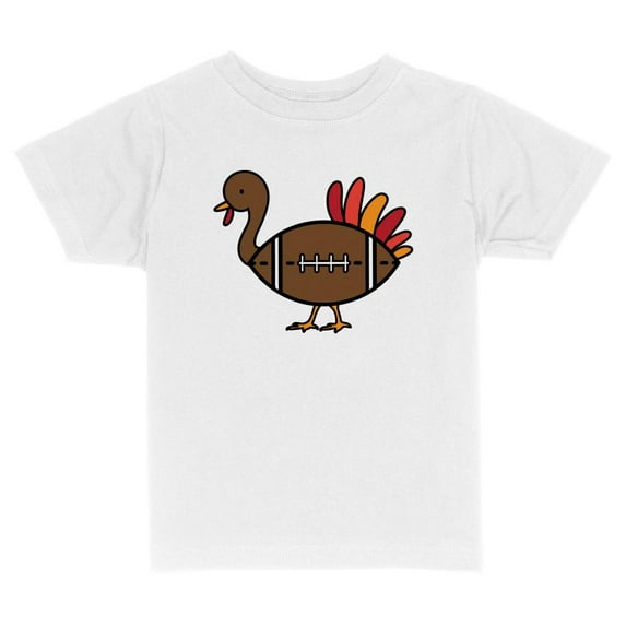 TeesAndTankYou Turkey Football Thanksgiving Toddler Kids T-Shirt 2T White