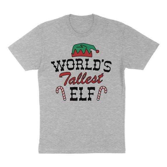 TeesAndTankYou World's Tallest Elf Christmas Shirt Unisex 2X-Large Grey