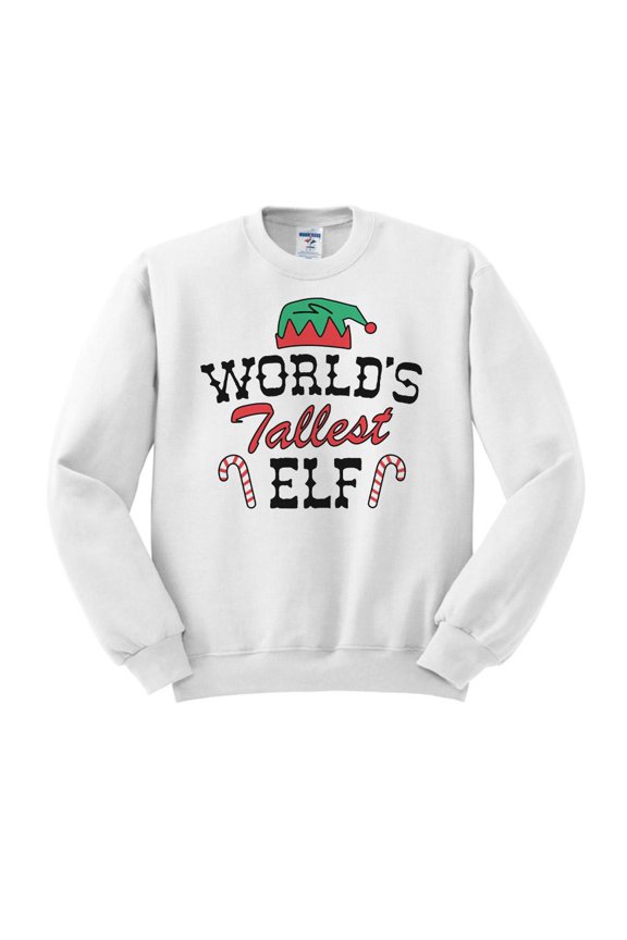 TeesAndTankYou World's Tallest Elf Christmas Sweatshirt Unisex 5X-Large White